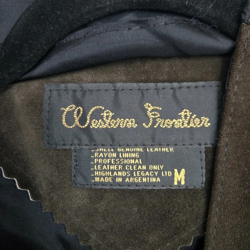 Western‎ Frontier Vest Mens Medium Brown Leather Suede Cowboy Rodeo Ranch Indie
